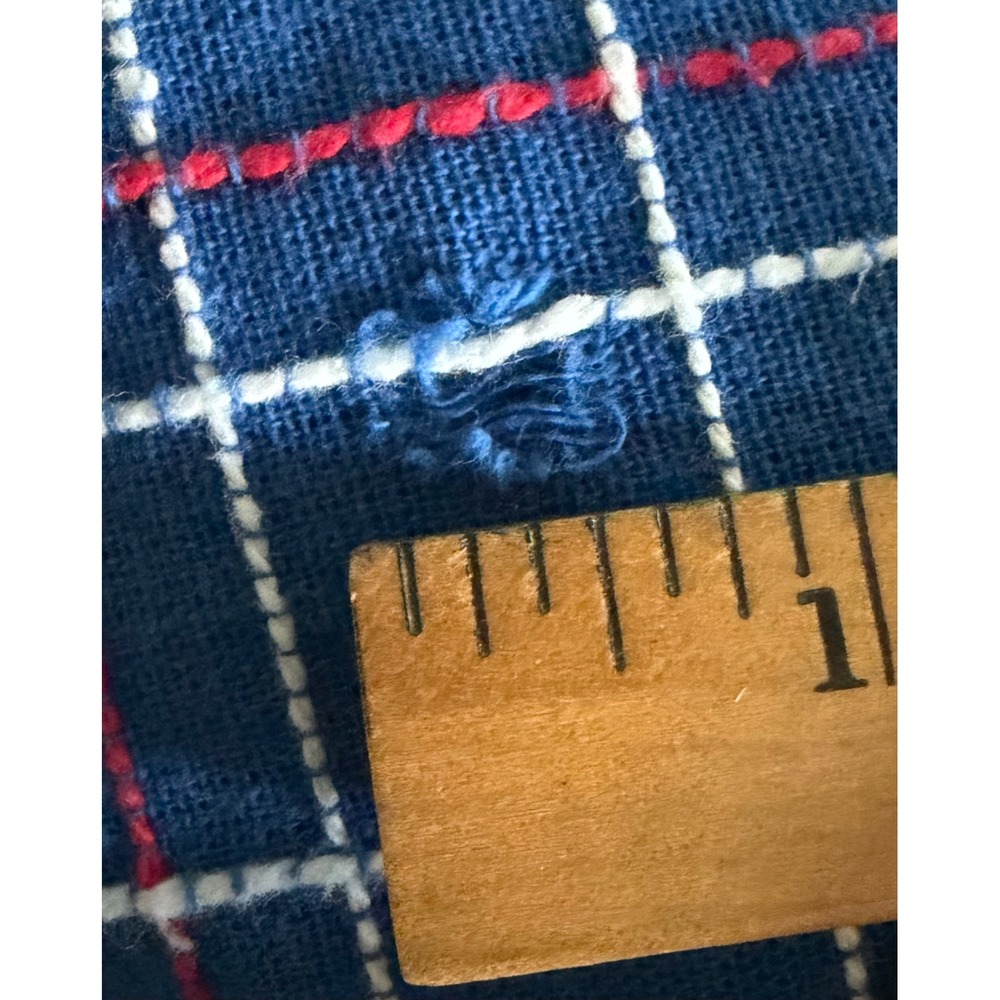 Vintage Beacon Mfg Co Blue Plaid Tablecloth 106x60 100% Cotton Made in USA Large - Picture 8 of 8